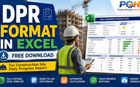 DPR Format in Excel Free Download for Construction Site