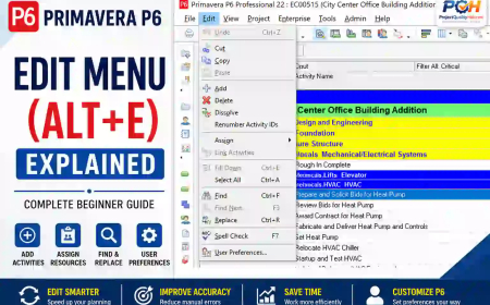 Primavera P6 Edit Menu Explained: Complete Beginner Guide - Chapter 2