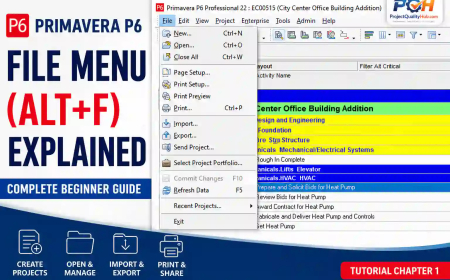 Primavera P6 File Menu Explained: Complete Beginner Guide - Chapter 1