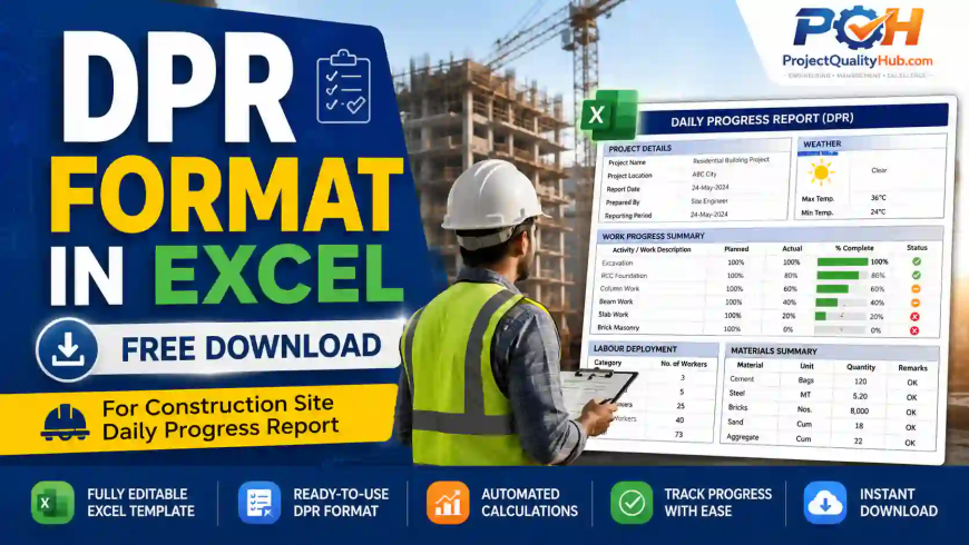 DPR Format in Excel Free Download for Construction Site
