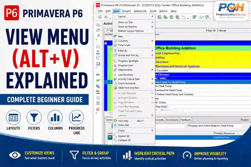 Primavera P6 View Menu Explained: Complete Beginner Guide - Chapter 3